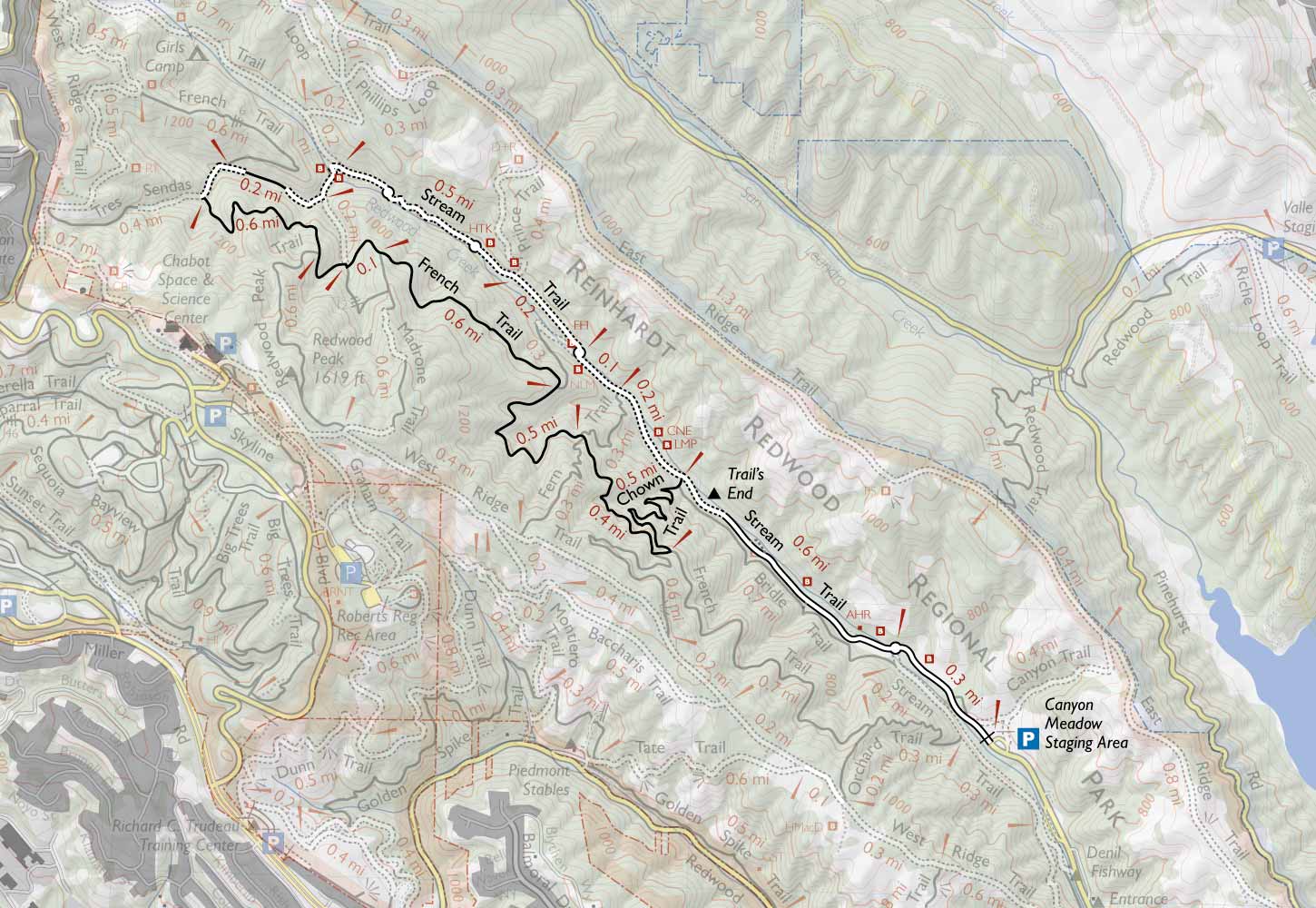 Redwood Regional Park Trail Map Redwood Regional Park