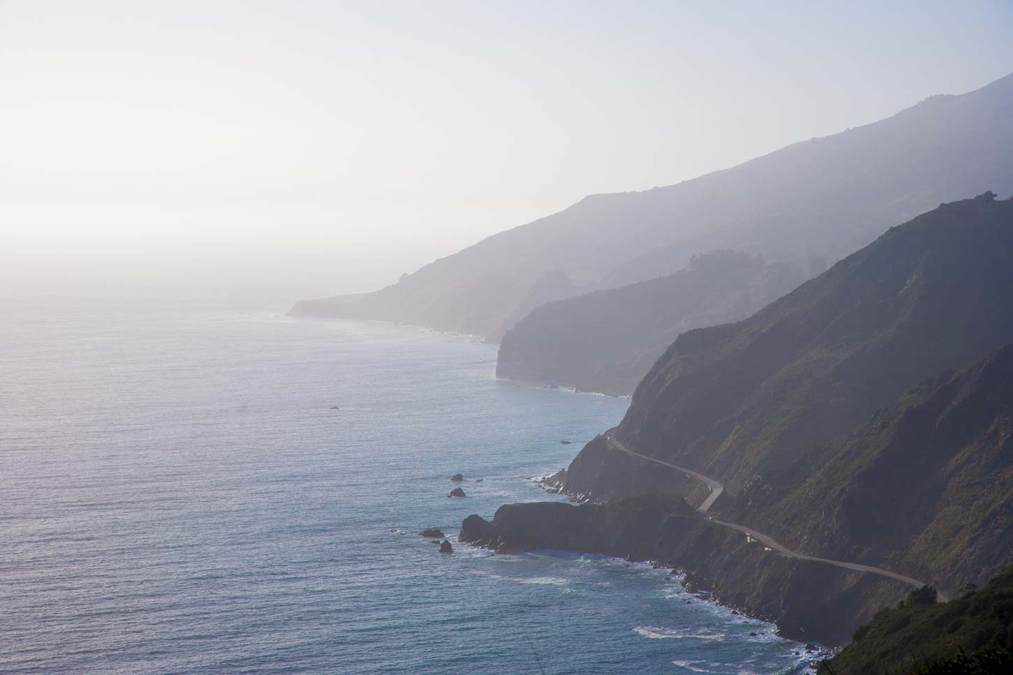 View of Highway One and the Big Sur coast from the Vicente Flat Trail in Los Padres National Forest